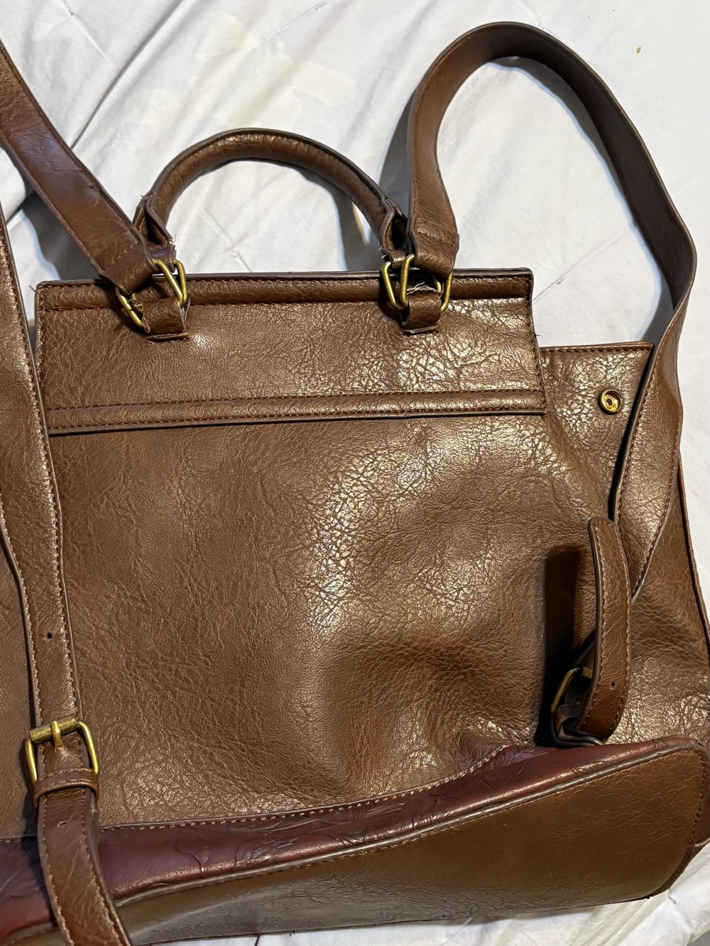 Classic Brown Leather Tote Handbag